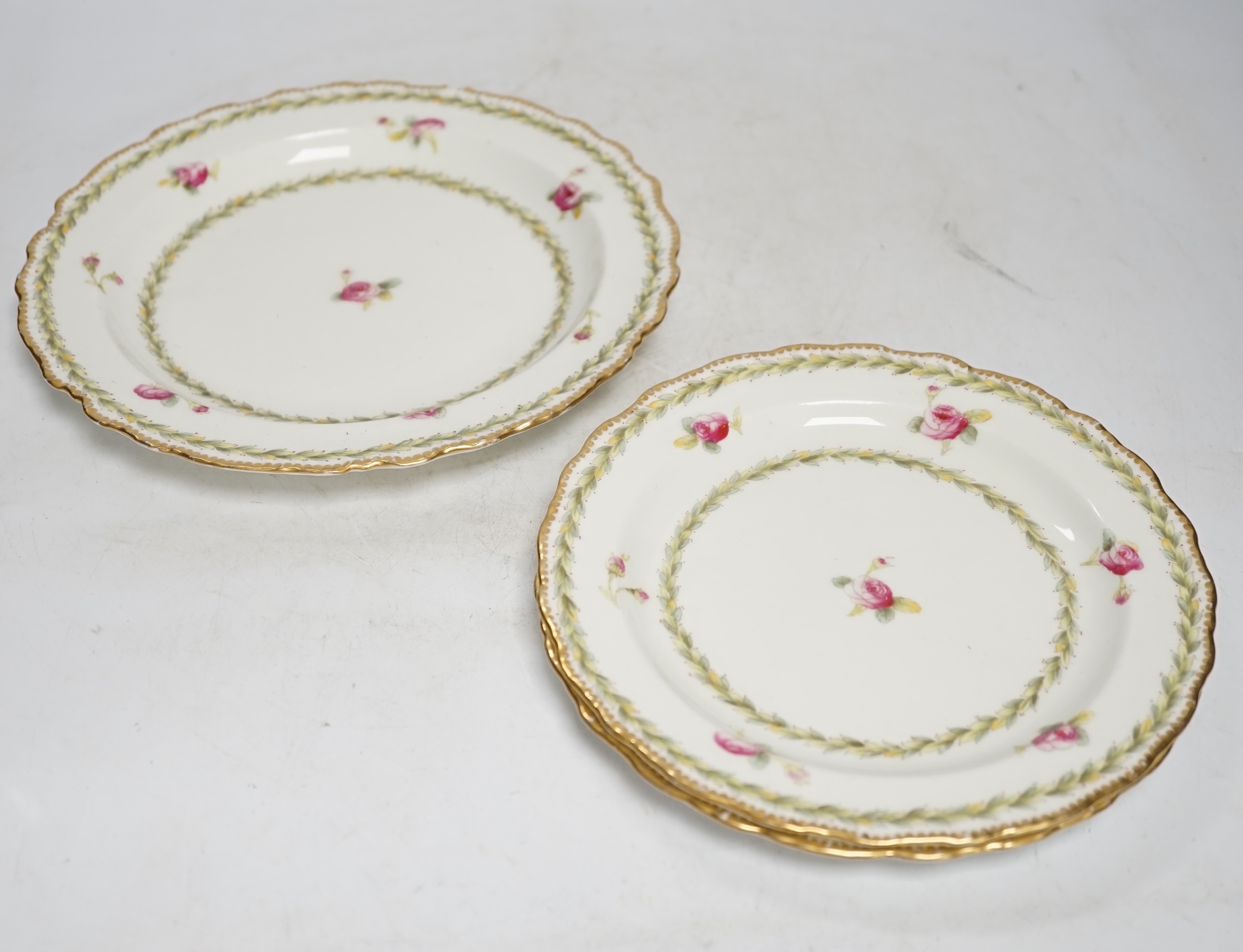 A Cauldon china floral-painted part dinner service. Condition - fair